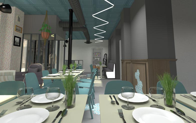 Vue 3D réalisé dans le cadre de l'étude d'un projet d'architecture commerciale en région Ile de France