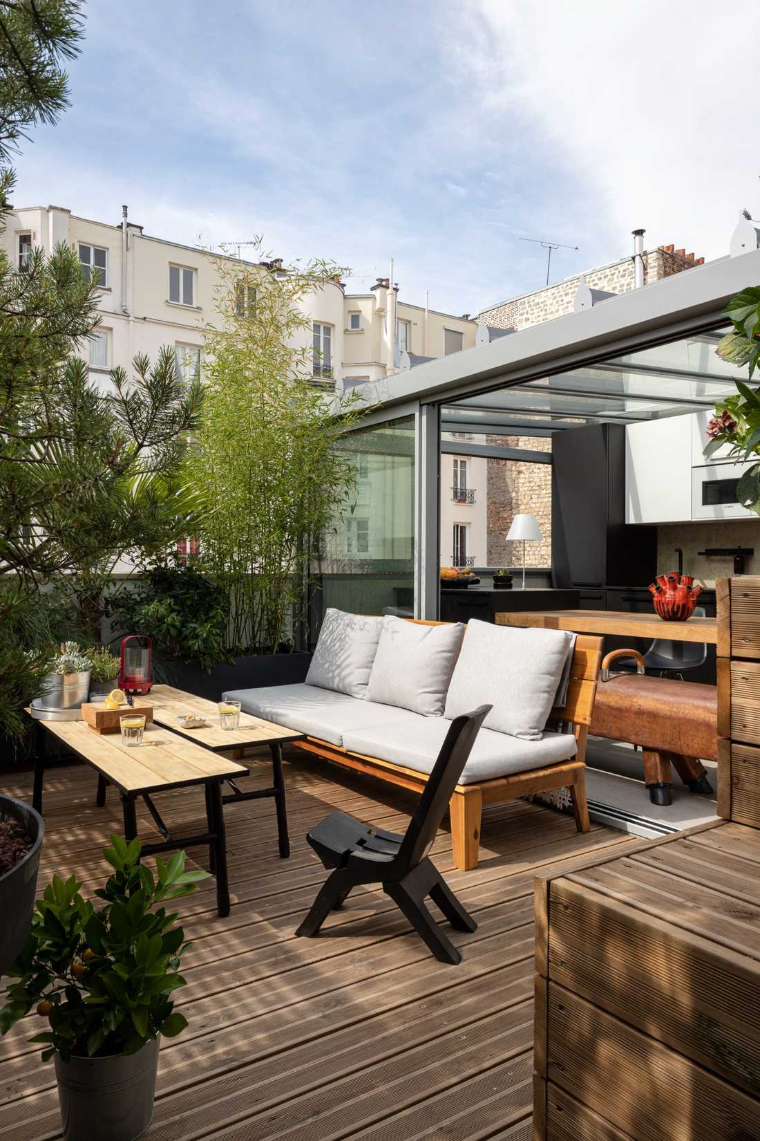 Toit-terrasse amenagé par un architecte d'interieur à Paris