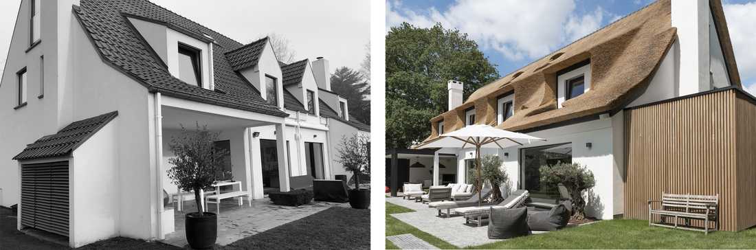 Photo avant-après de la restructuration complète d'une villa par un architecte d'intérieur à Paris
