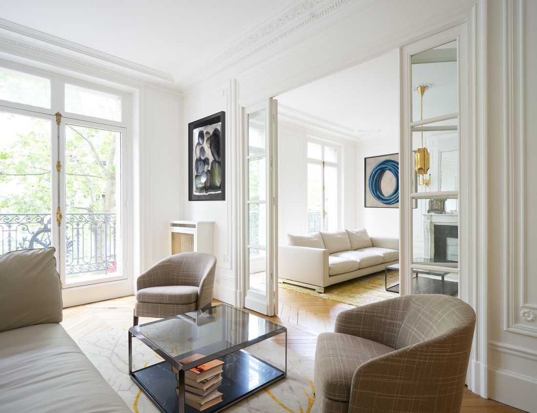 Décoration d'un appartement haussmannien renové par un architecte d'intérieur à Paris