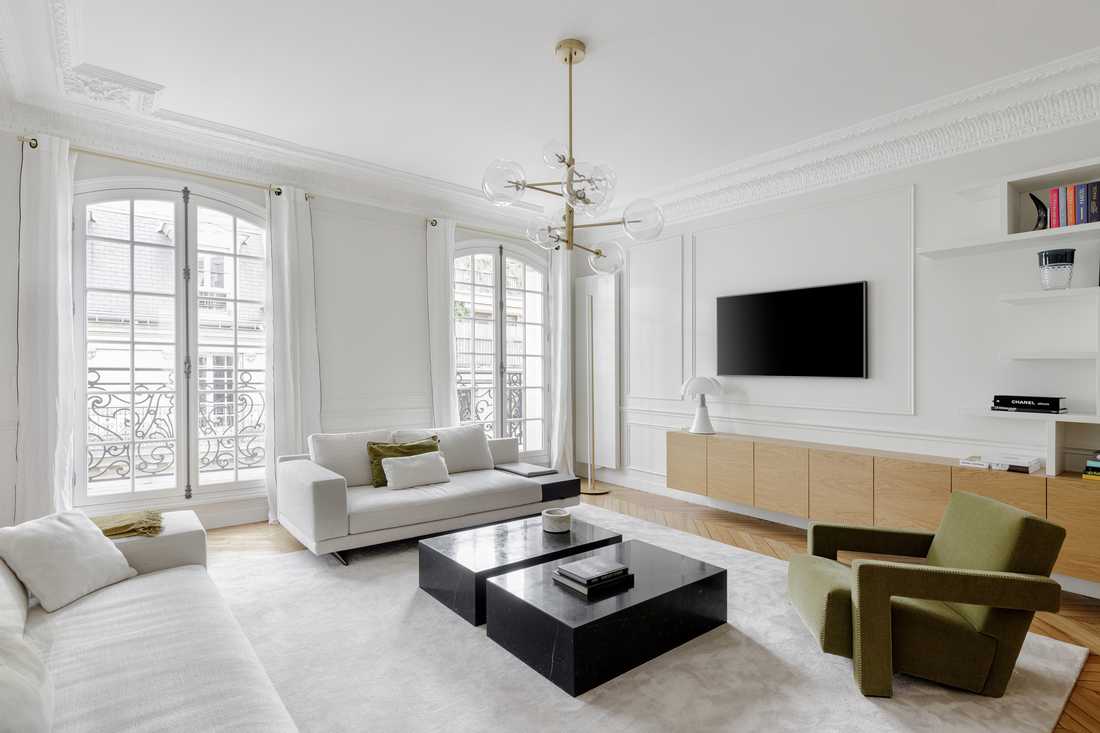 Salon haussmanien contemporain chic