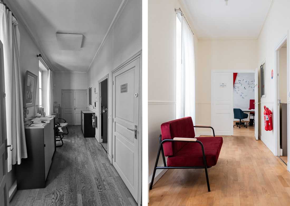 Rénovation intérieure d'une mairie en photo avant-après