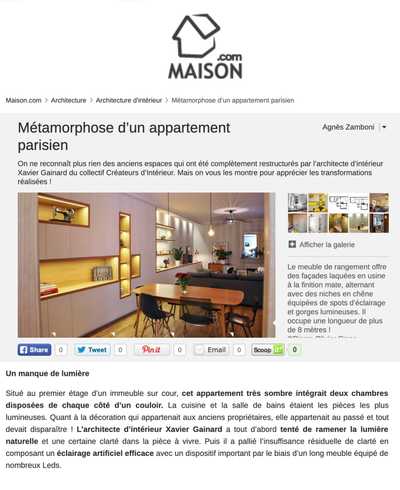 Article du site Maison.com sur la rénovation d'un appartement haussmannien à Paris