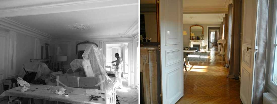 Projet de décoration d'intérieur d'un appartement haussmannien en photographies avant - après