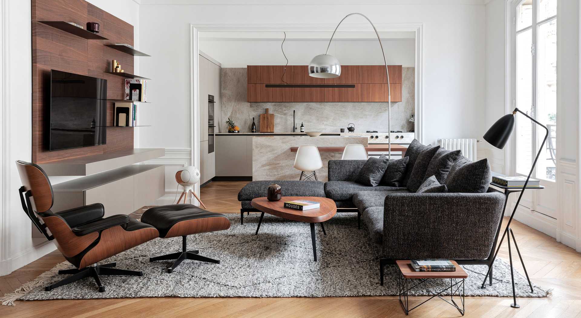 Renovation of an apartment living room by an interior designer in Paris