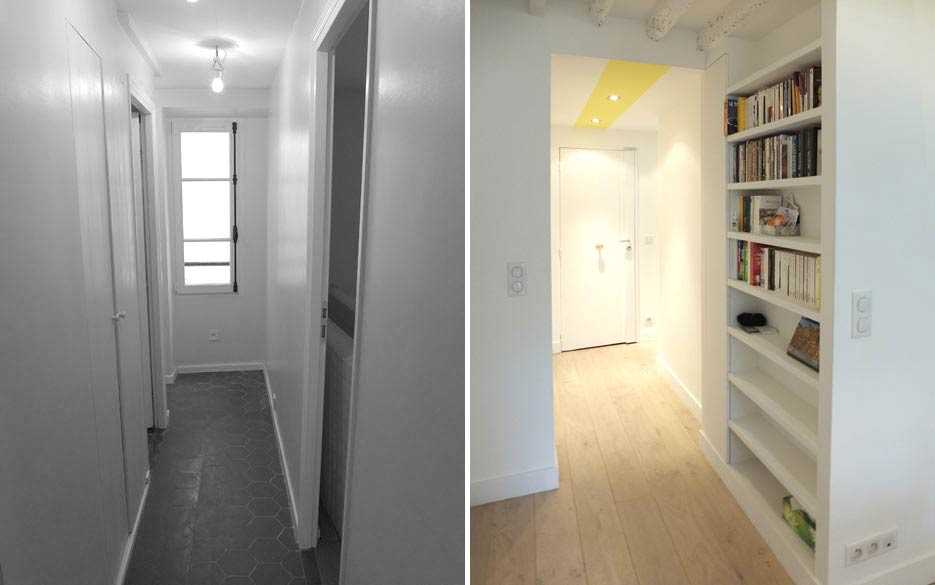 Un décorateur d’intérieur aménage une bibliothèque dans un appartement en région parisienne.