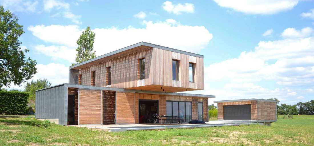 Maison contemporaine écologique en bois et béton en Ile de France