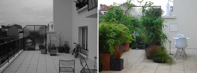 Aménagement d'une terrasse en photos avant - après par un jardinier-paysagiste