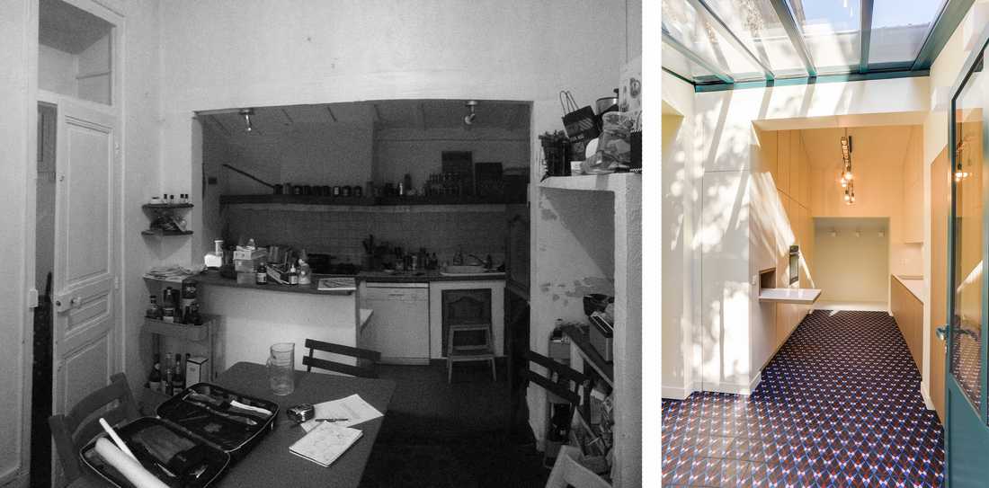 Avant-après : Rénovation de la cuisine d'une meulière par un architecte d'intérieur à Paris