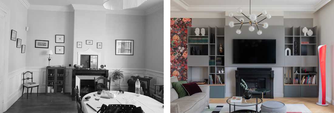 Avant - Aprés : Coin TV aménagé par un architecte d'intérieur