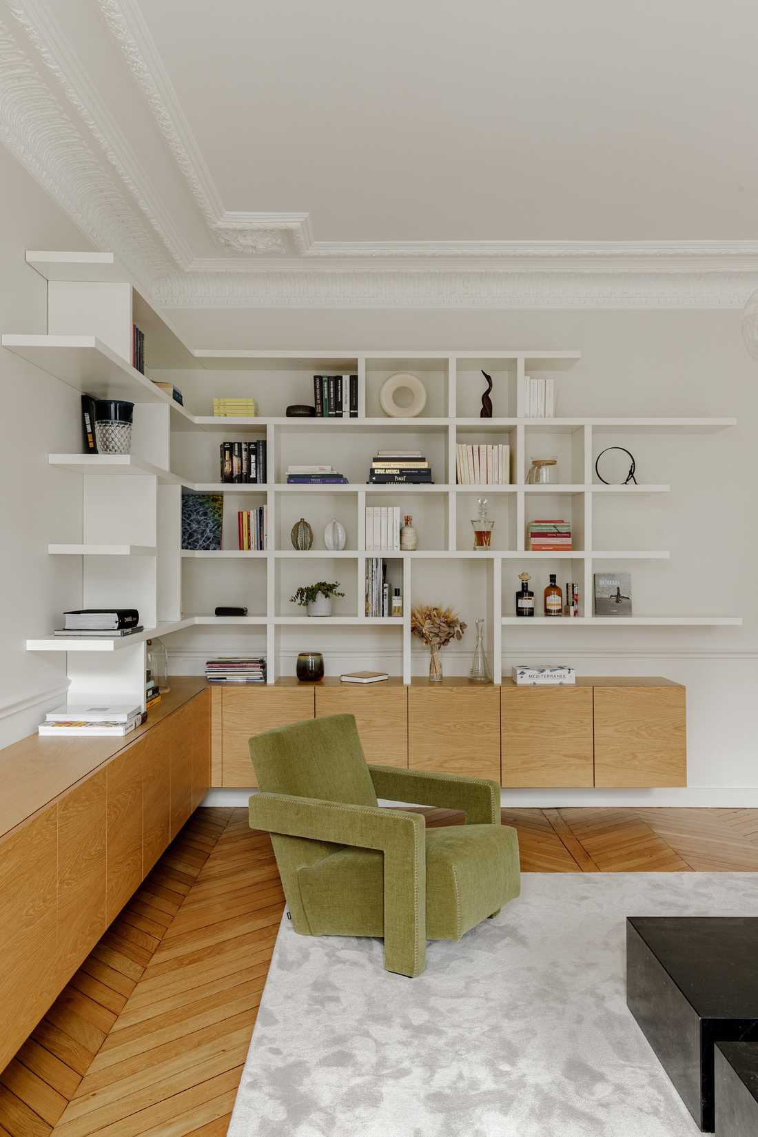 Menuiserie sur mesure dans un salon haussmannien