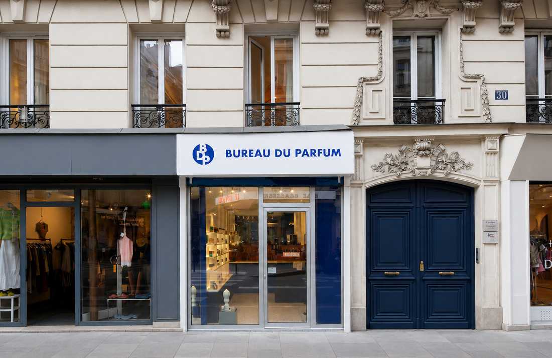 Façade discrète d'une parfumerie rue du Château d'Eau à Paris