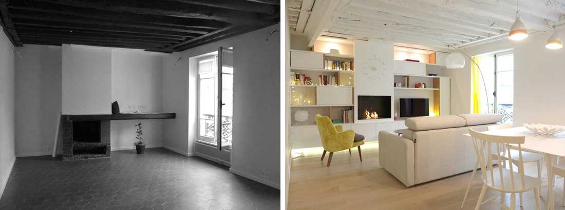 Un architecte d’intérieur rénove un ancien appartement de deux pièces à Paris