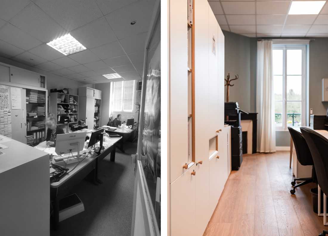 Avant - après de la rénovation d'une mairie par un architecte dans le cadre d'un appel d'offres