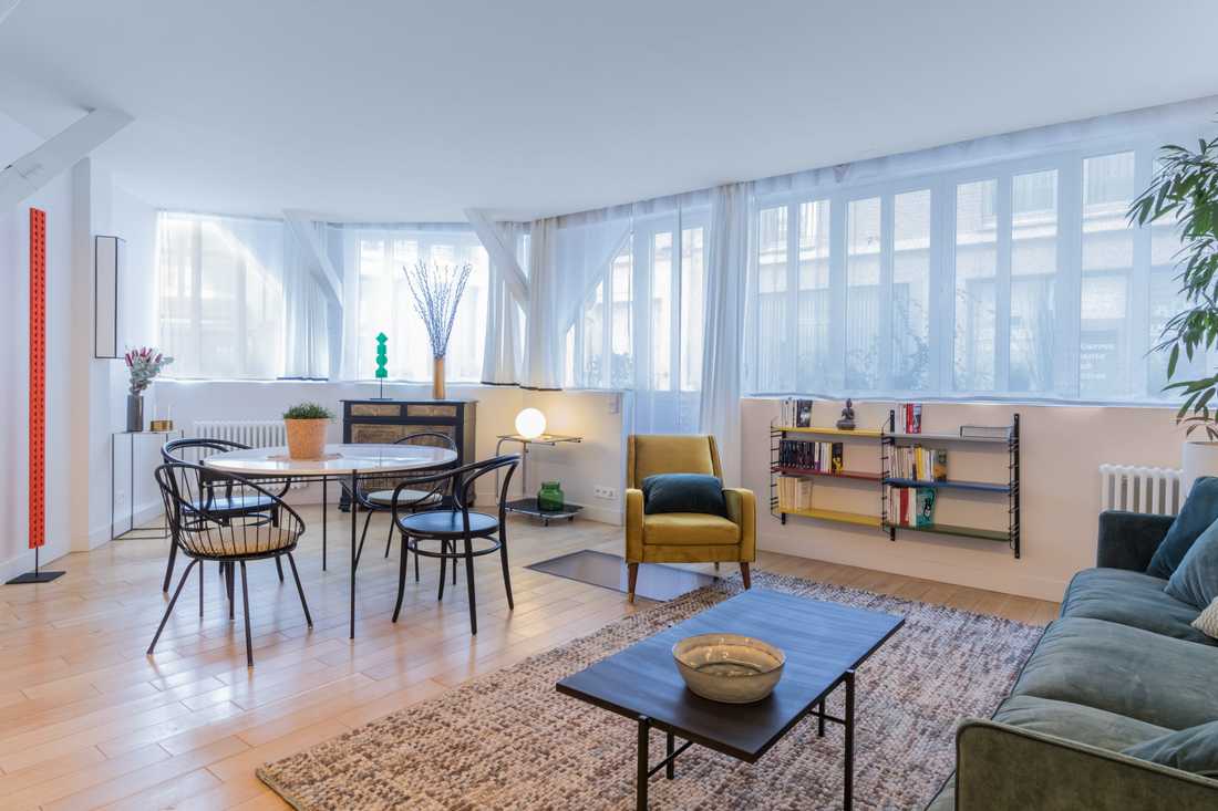 Réhabilitation d'une ancienne imprimerie en appartement de type loft par un architecte d'intérieur à Paris
