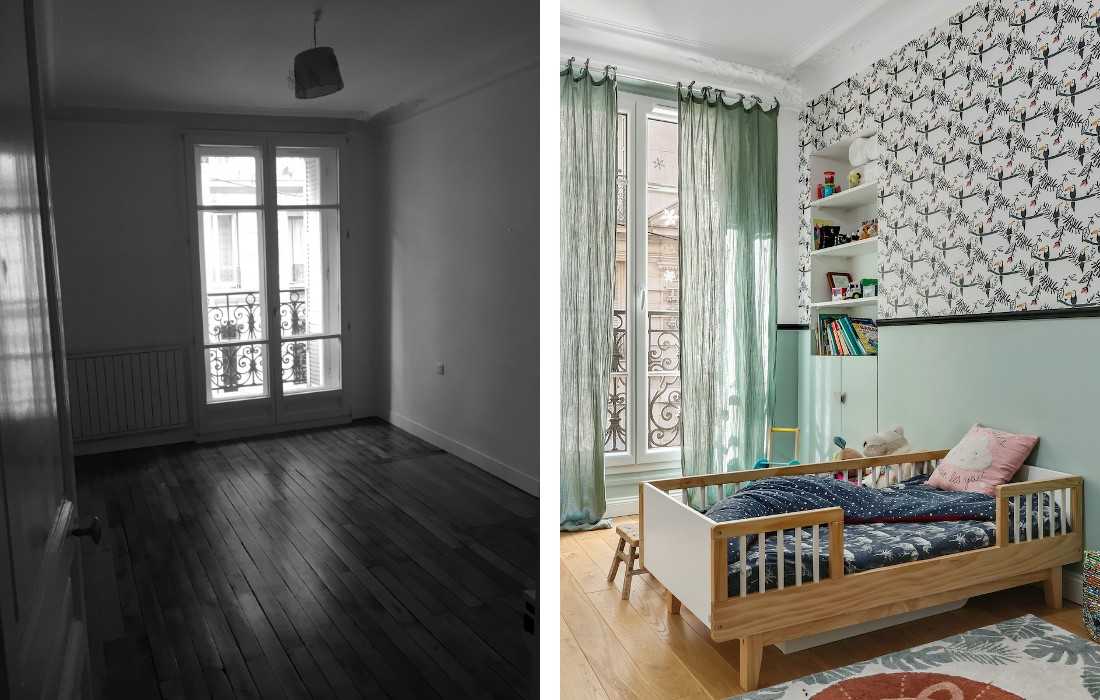 Avant - Après : Redistribution d'un appartement de 100 m² - une chambre d'enfant