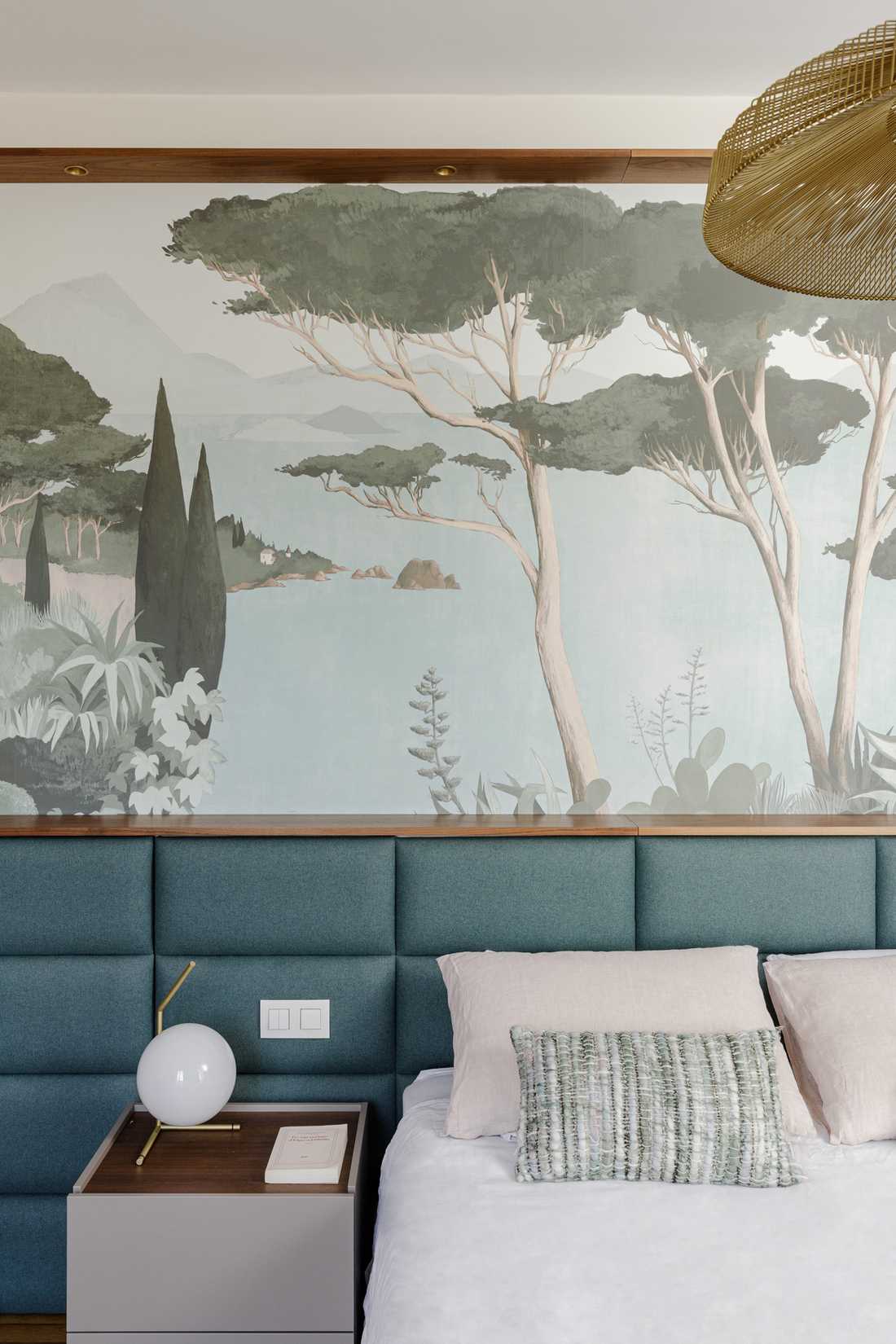 Tête de lit tissus et bois