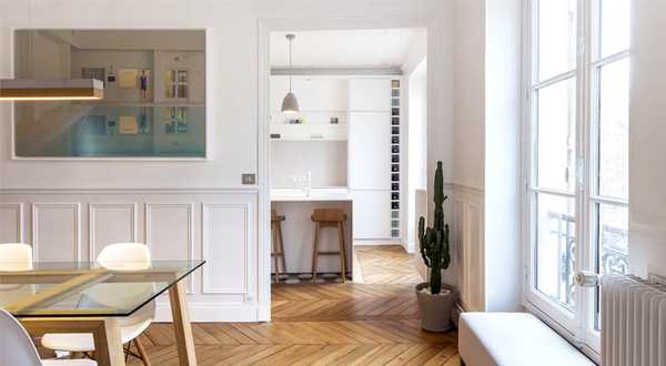 Avant - aprés d'une réalisation d'un architecte d'intérieur à Paris dans un appartement haussmannien