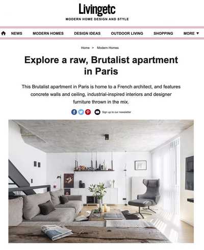 Article du site Living Etc sur la rénovation d'un appartement de style brutaliste