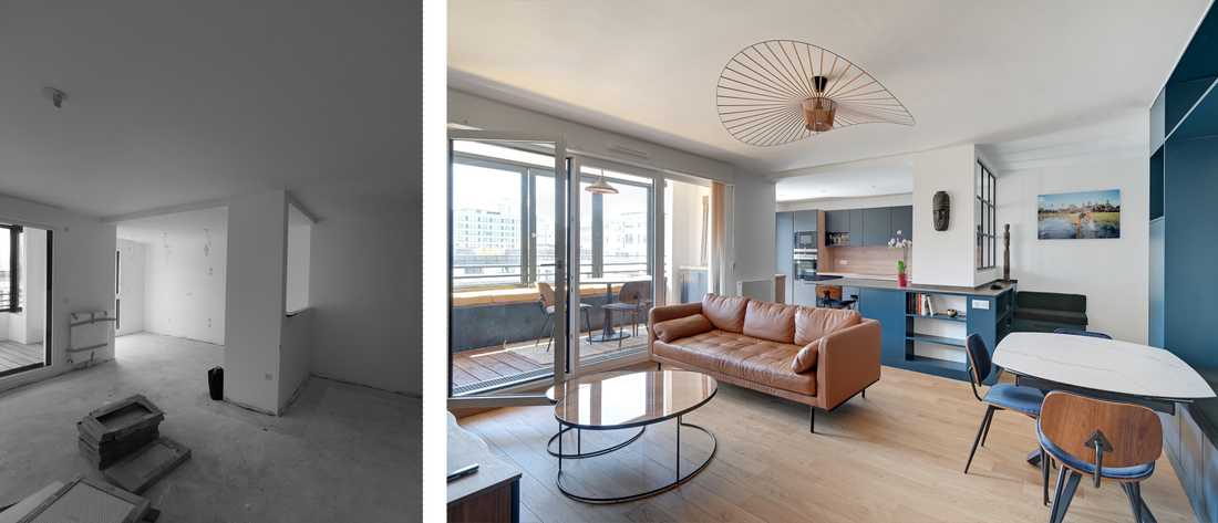 Avant - Après : Aménagement intérieur d'un appartement vendu en VEFA à Bois-Colombe 