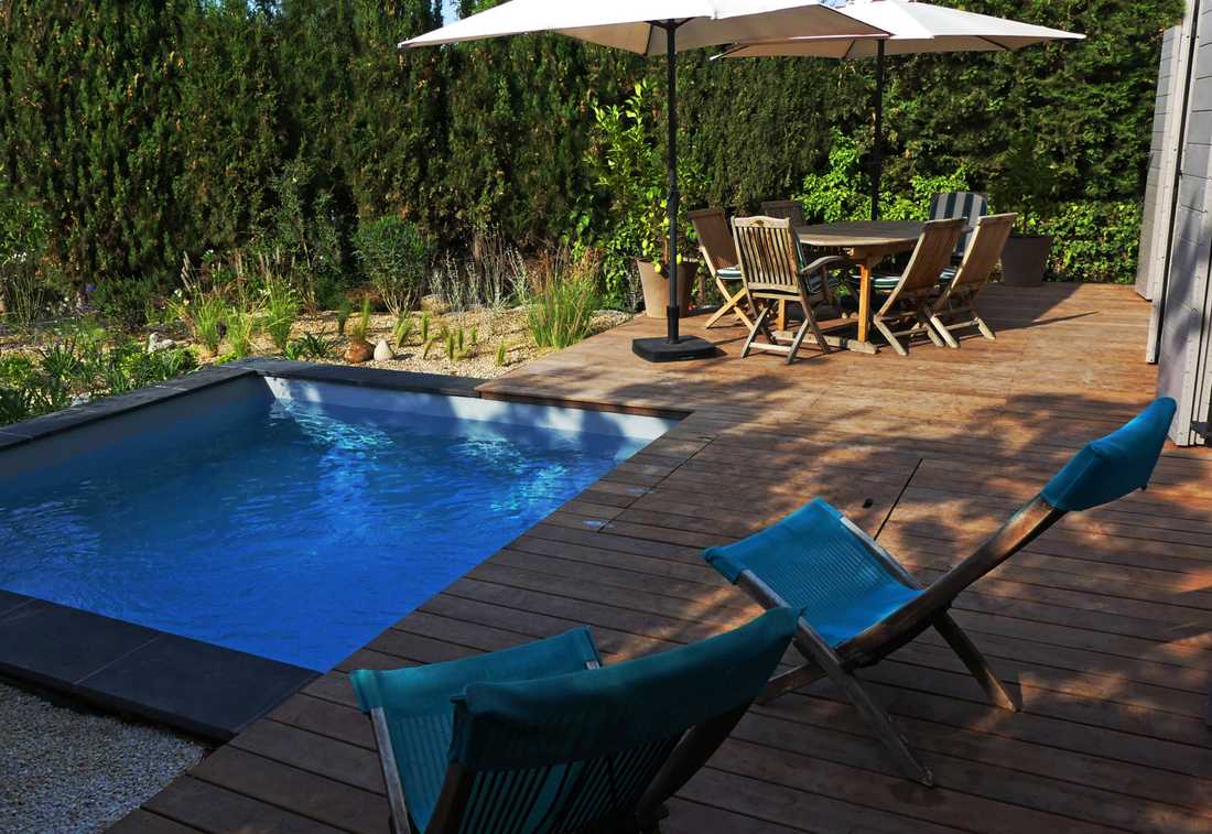 Micro-piscine dans un jardin écologique en Ile de France