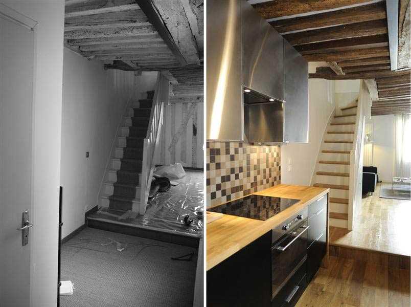 Aménagement d'une cuisine ouverte dans un duplex en Ile de France