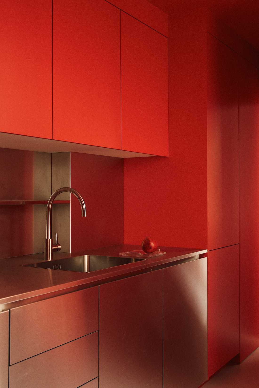 Cuisine rouge sang et inox