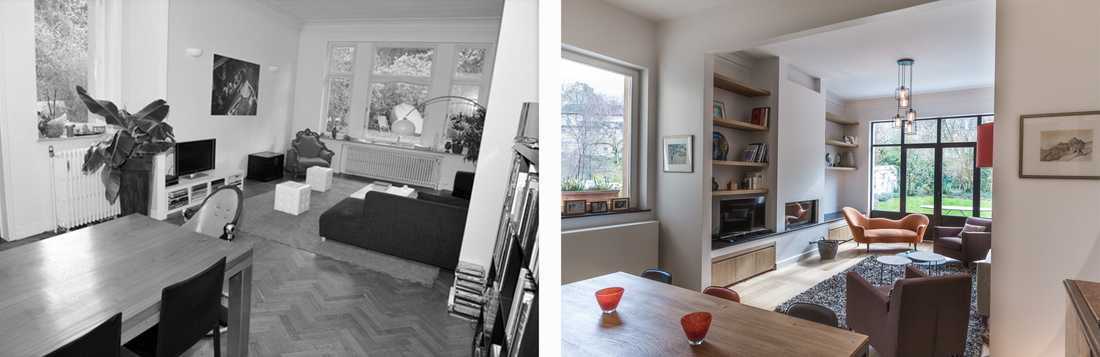 Avant-après : rénovation d'un salon par un architecte d'intérieur à Paris
