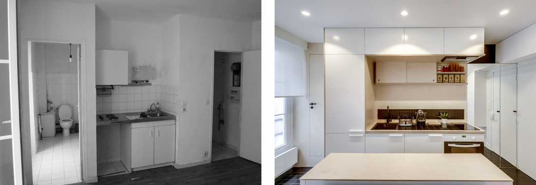 Rénovation d'un appartement 2 pièces vetuste par un architecte d'interieur à Paris