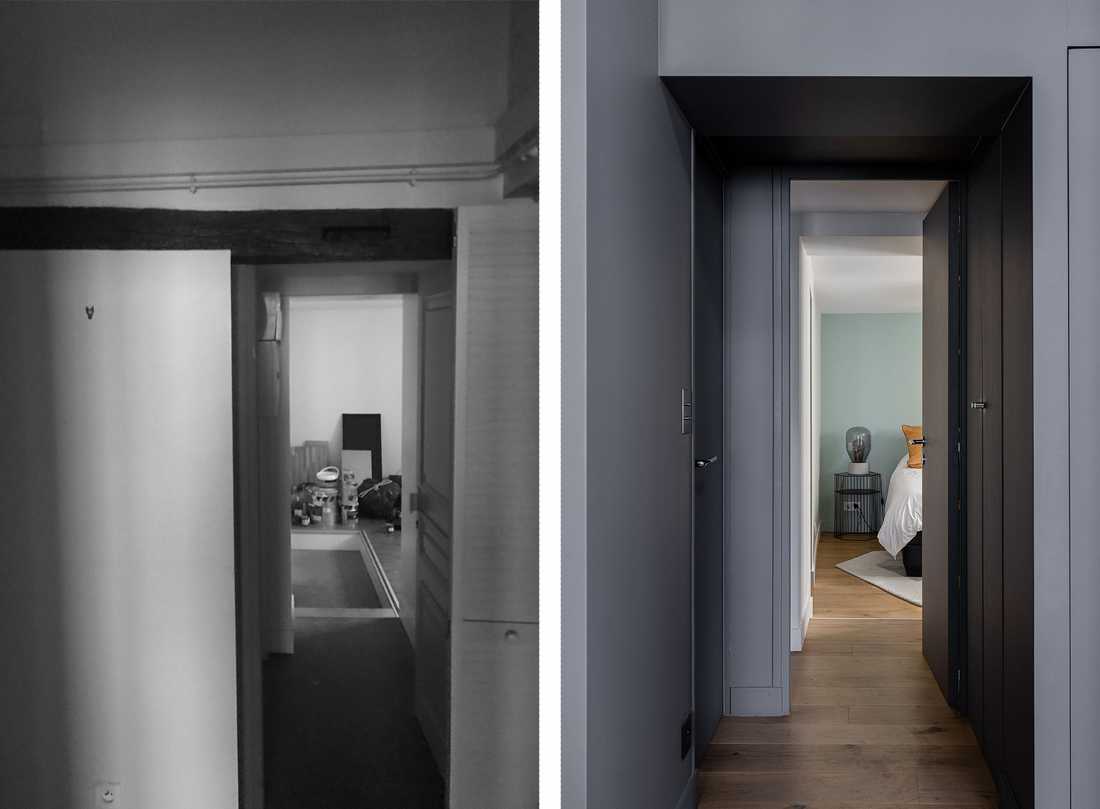 Avant-Après : rénovation de l'entrée de l'appartement à Paris