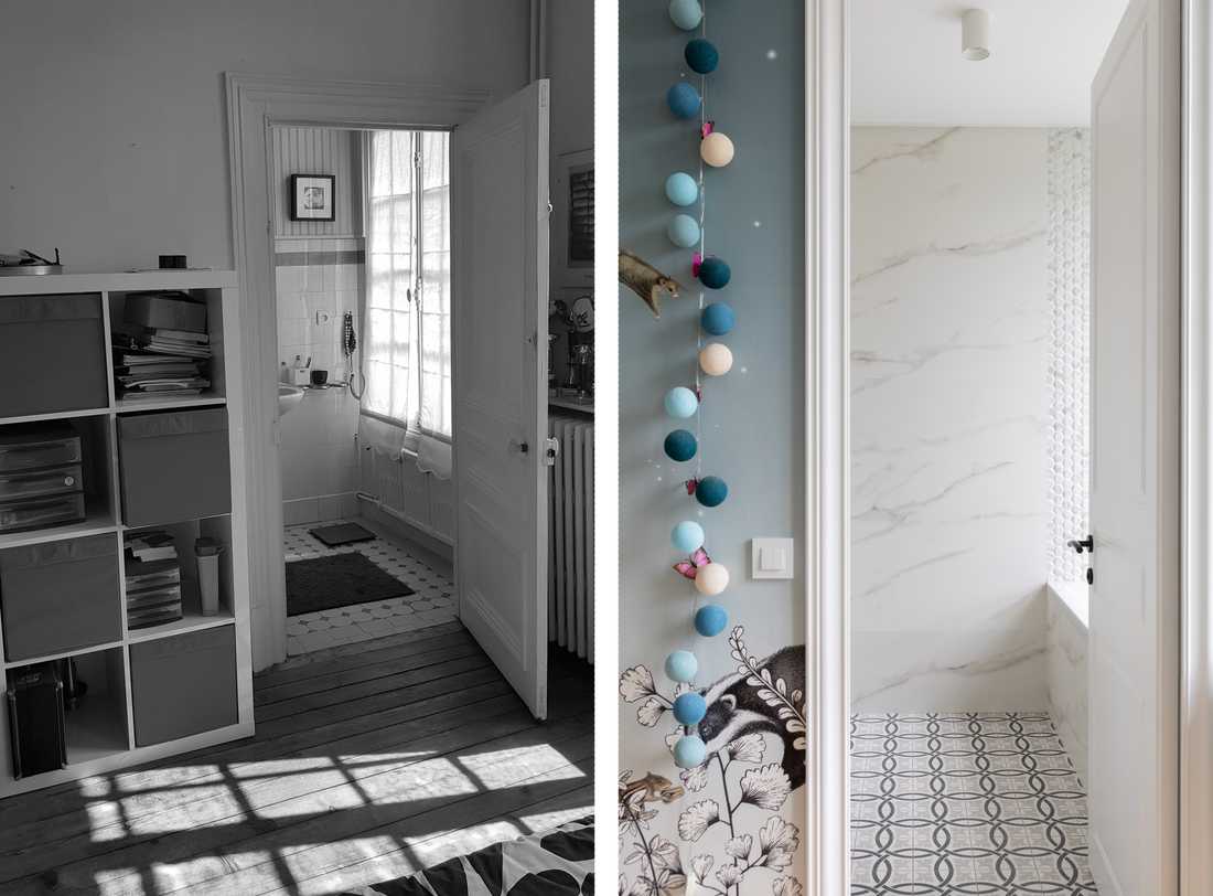 Avant - Aprés : Entrée de la salle de bain