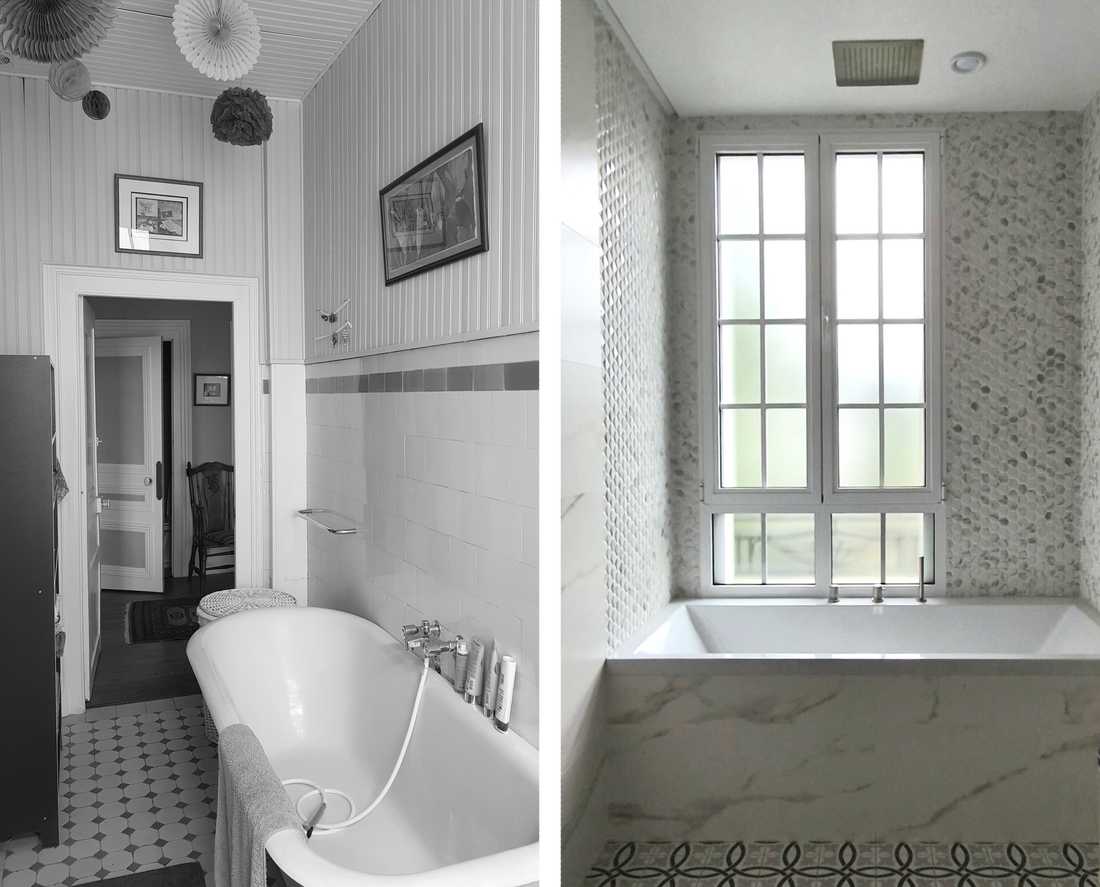 Avant - Aprés : Salle de bain aménagée par un architecte d'intérieur à Paris